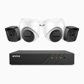 H300 - 2K 3MP 8 Channel PoE Security System with 2 Bullet & 2 Turret Cameras, EXIR 2.0 Night Vision, Motion Detection, H.265+, IP67 Waterproof